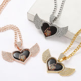 Heart Wings Hip-hop Necklace Shine Pendant Cuban Link & Tennis Jewelry