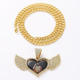 Heart Wings Hip-hop Necklace Shine Pendant Cuban Link & Tennis Jewelry