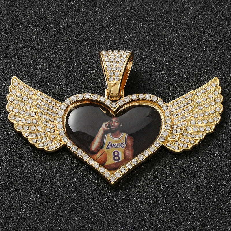 Heart Wings Hip-hop Necklace Shine Pendant Cuban Link & Tennis Jewelry