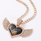 Heart Wings Hip-hop Necklace Shine Pendant Cuban Link & Tennis Jewelry