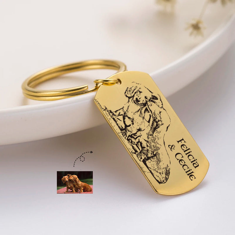 Personalized Memorial Dog Keychain, Custom Pet Loss Gift, Dog Tag Keepsake