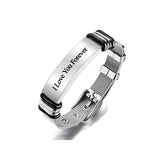 Men Engraved Stainless Steel Bracelet Length Adjustable Mesh Watch Band