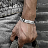 Men Engraved Stainless Steel Bracelet Length Adjustable Mesh Watch Band