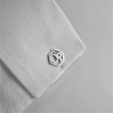 Men Initials Cufflinks Hexagon Logo Stainless Steel Custom Wedding Groom Gift