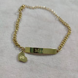 Personalized Stainless Steel Name Bracelet with Long Bar Engraving