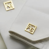 Men's Initials Cufflinks Stainless Steel Square Letter Cuff Link Wedding