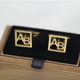 Men's Initials Cufflinks Stainless Steel Square Letter Cuff Link Wedding