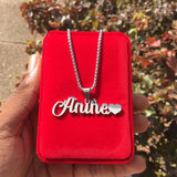 Men's Name Necklace Bead Chain Punk Style Thick Pendant Choker