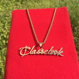 Men's Name Necklace Bead Chain Punk Style Thick Pendant Choker