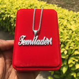 Men's Name Necklace Bead Chain Punk Style Thick Pendant Choker