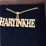 Men's Name Necklace Bead Chain Punk Style Thick Pendant Choker