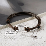 Personalized Stainless Steel Mens Bracelet Engraved Baby Name Birth Date