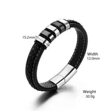 Men's Leather Bracelet Stainless Steel Beads Love Quote Magnetic Clasp