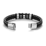 Men's Leather Bracelet Stainless Steel Beads Love Quote Magnetic Clasp