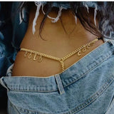 Metal Name Letters Waist Body Chain For Women