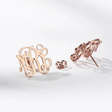 Monogram Stud Earrings For Women Stainless Steel Initials Letters Jewelry