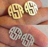 Personalized Monogram Stud Earrings Stainless Steel Initials Letters Jewelry