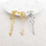 Month Flower Name Keyring Jewelry Stainless Steel Nameplate Keychain
