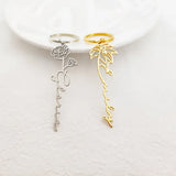 Month Flower Name Keyring Jewelry Stainless Steel Nameplate Keychain
