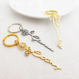 Month Flower Name Keyring Jewelry Stainless Steel Nameplate Keychain