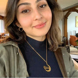 Moon Arabic Name Necklace Personalized Moon Pendants Golden Choker