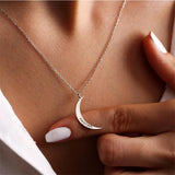 Moon Name Plate Necklace Personalized Stainless Steel Jewelry