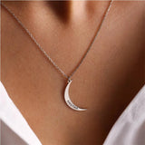 Moon Name Plate Necklace Personalized Stainless Steel Jewelry