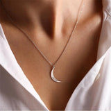 Moon Name Plate Necklace Personalized Stainless Steel Jewelry