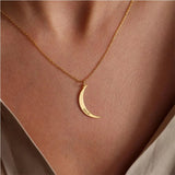 Moon Name Plate Necklace Personalized Stainless Steel Jewelry