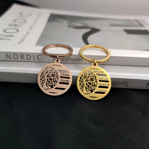 Family Tree of Life Keychain Personalized Stainless Steel