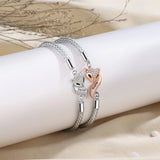 Personalized Mother-Daughter Matching Bracelets with Fox Charm