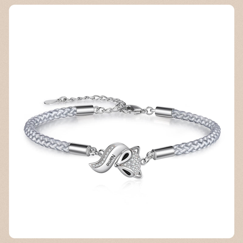 Personalized Mother-Daughter Matching Bracelets with Fox Charm