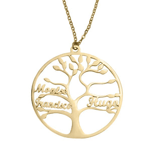 Personalised Multi-Name Tree of Life Necklace Stainless Steel Pendant Jewelry