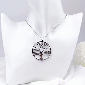 Personalised Multi-Name Tree of Life Necklace Stainless Steel Pendant Jewelry