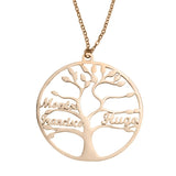 Personalised Multi-Name Tree of Life Necklace Stainless Steel Pendant Jewelry