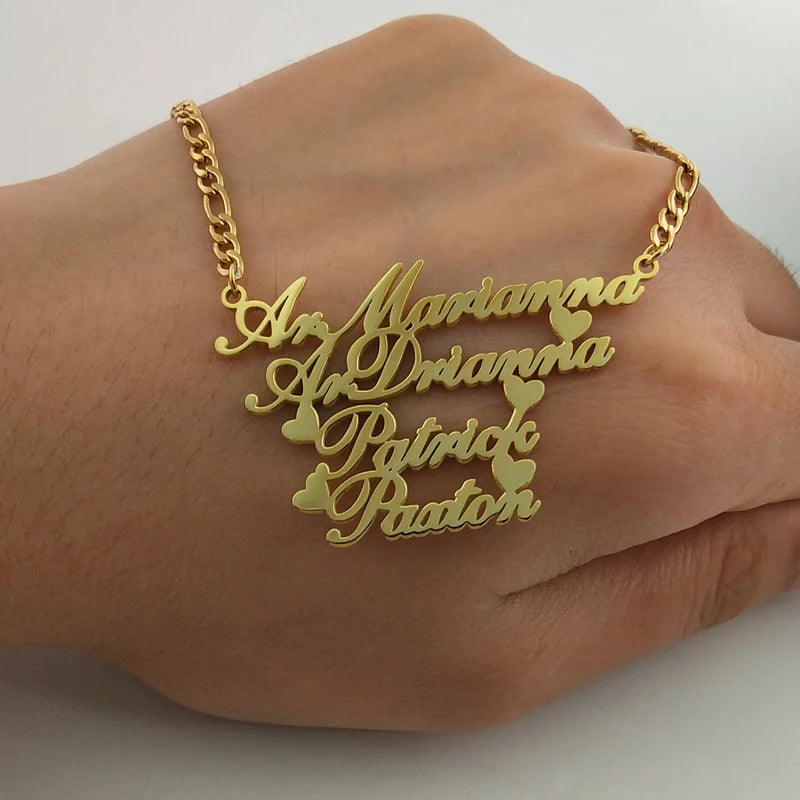 Custom Family Baby Name Necklace 18K Plated Stainless Steel Chain Women Jewelry