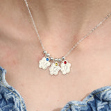 Personalized Multi-Paw Name Necklace with Birthstone