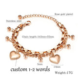 Multilayer Heart Bracelet Engraving Combination Metal Chain Bangle