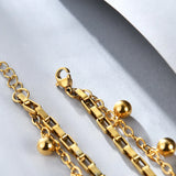 Multilayer Heart Bracelet Engraving Combination Metal Chain Bangle