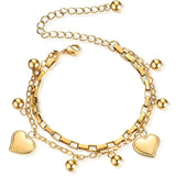 Multilayer Heart Bracelet Engraving Combination Metal Chain Bangle
