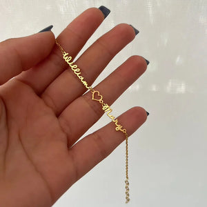 Personalized Family Name Bracelet Stainless Steel Pendant Jewelry