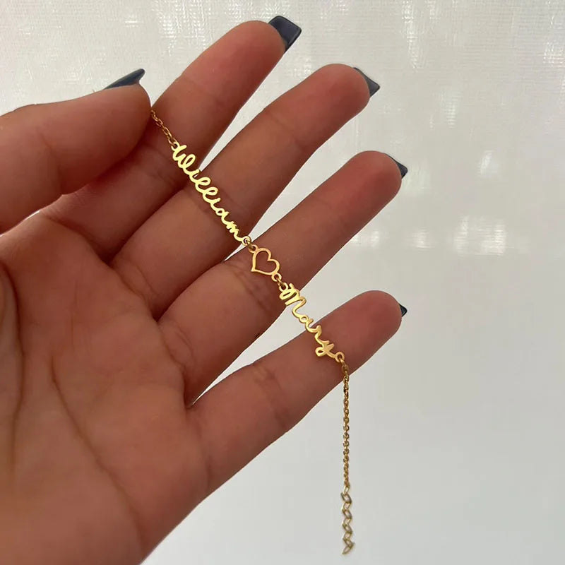 Personalized Family Name Bracelet Stainless Steel Pendant Jewelry