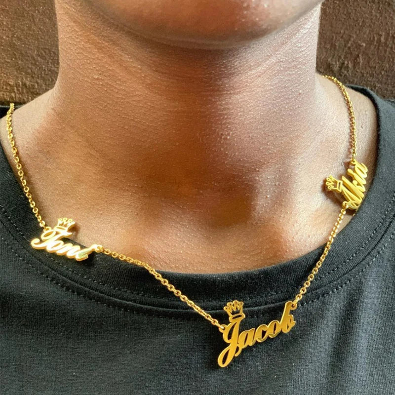 Personalized Multiple Name Necklace Stainless Steel Chain