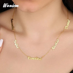 Custom Name Necklace for Women Stainless Steel Letter Necklace Family Jewelry