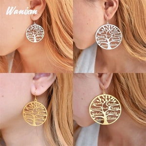 Personalized Stainless Steel Tree Of Life Earrings for Women