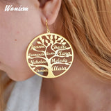 Personalized Stainless Steel Tree Of Life Earrings for Women