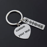 Custom Music Code Keychain Engraved QR Codes Metal Lettering Keyring Gift