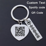 Custom Music Code Keychain Engraved QR Codes Metal Lettering Keyring Gift