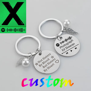 Song Code Keychain - Engraved Stainless Steel Keyring - Personalized Gift