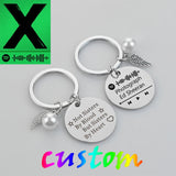 Song Code Keychain - Engraved Stainless Steel Keyring - Personalized Gift